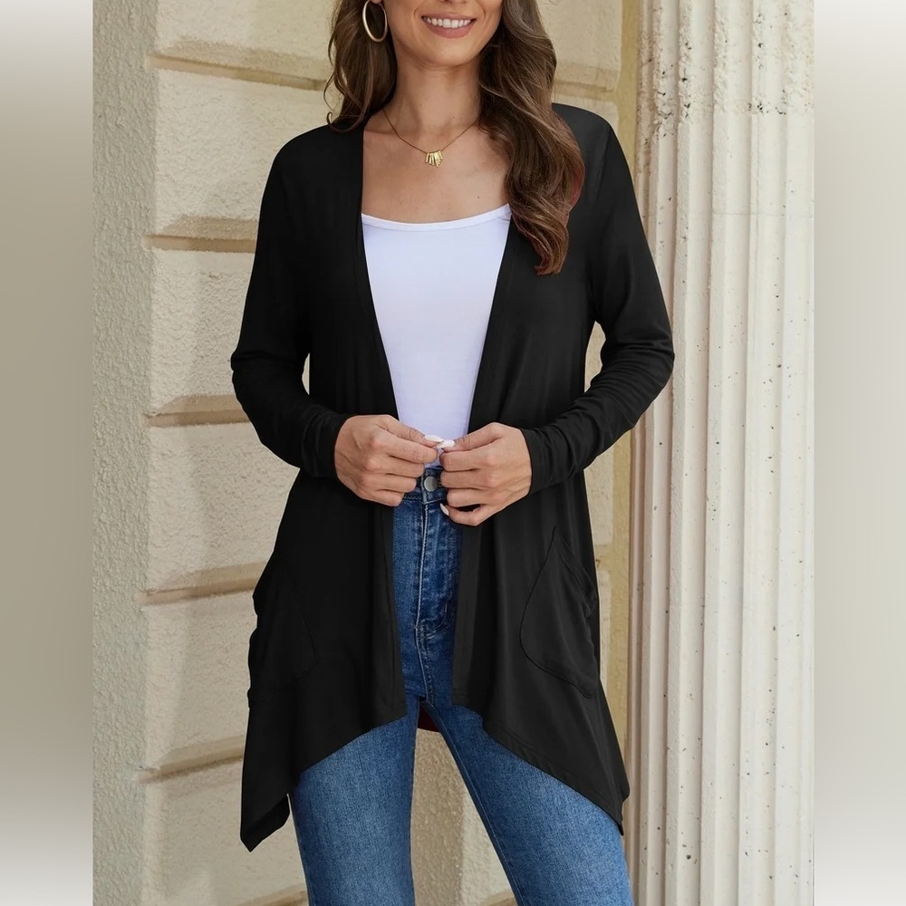 Neiman Marcus Classic Black Women’s Long Cardigan. Machine Wash Cold. Size XL